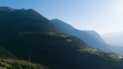 Fototapeta premium alpine landscape panorama in the evening, mountain