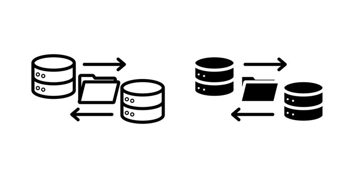 Data migration icon flat outline in black