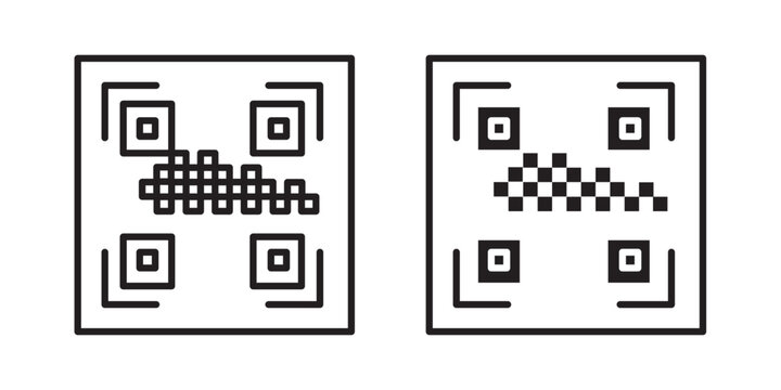 Qrcode icon flat outline in black