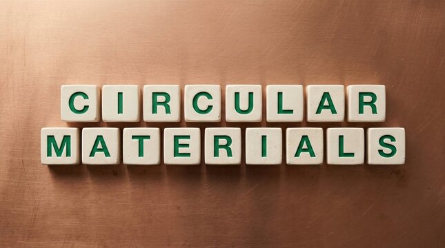 Cream Letter Blocks Spelling 'Circular Economy' Arranged on a Textured Surface
