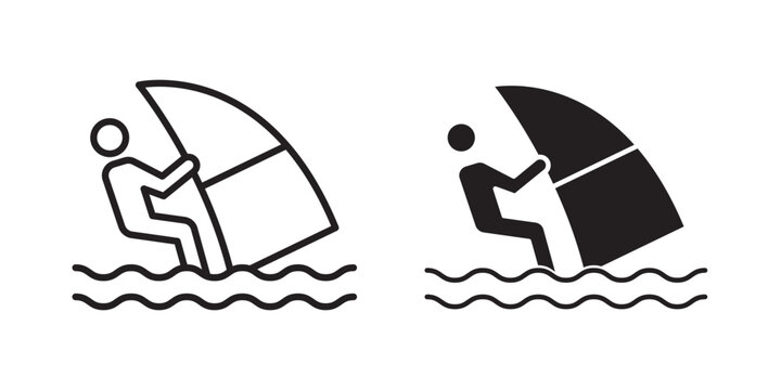 Windsurf icon flat outline in black