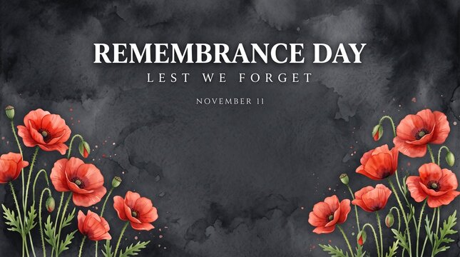 Remembrance day poppies with dark textured background november 11