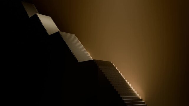 Endless stairs loop void gold steps staircase surreal ascent minimal ideal for presentation backgrounds web headers social media posts music covers flyers posters and digital design projects