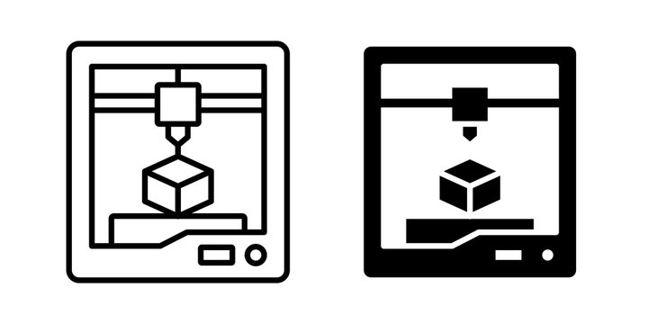 3D printer icon flat outline in black