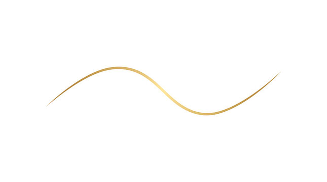Elegant thin gold sinusoidal wave line on a solid white background for minimalist graphic design
