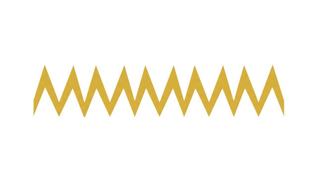 A symmetrical gold zigzag line pattern featuring sharp geometric angles on a plain background