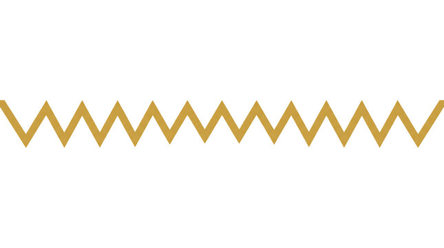 A symmetrical gold metallic zigzag line pattern on a plain background