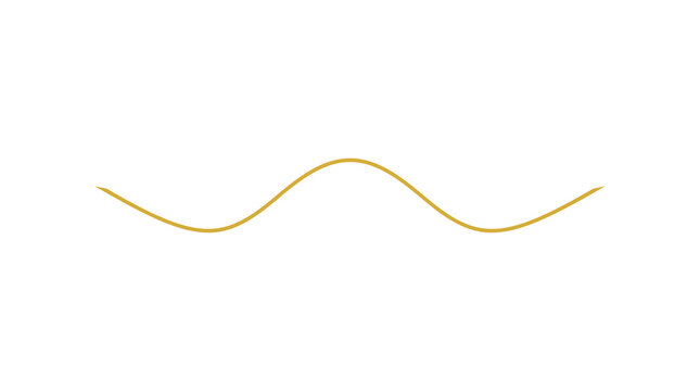 Minimalist gold wavy line as an elegant decorative design element on a plain background