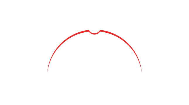 Minimalist red curved line forming a symmetrical arc on a plain background