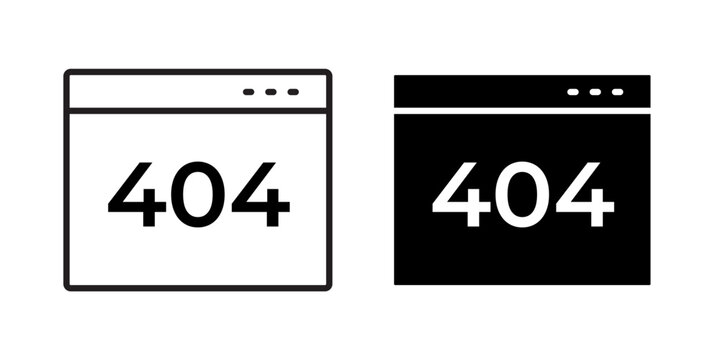404 error icon flat outline in black