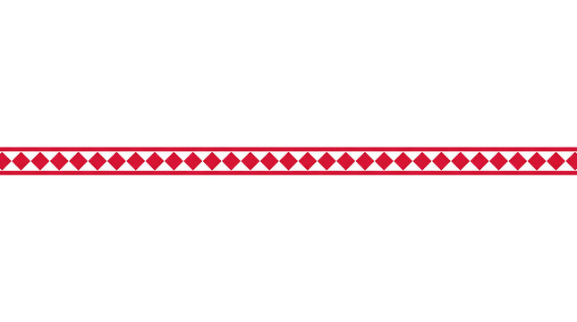 Minimalist decorative border with a symmetrical red and white geometric diamond pattern for web and print design