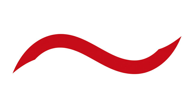 Minimalist red wave shape with a smooth curved line isolated on a white background for graphic design elements
