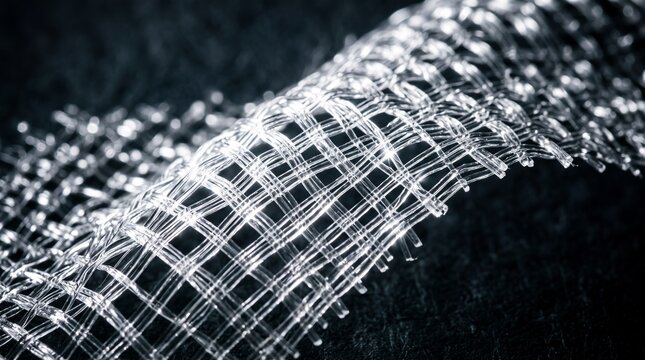 Macro Close-up of Synthetic Woven Mesh Fabric