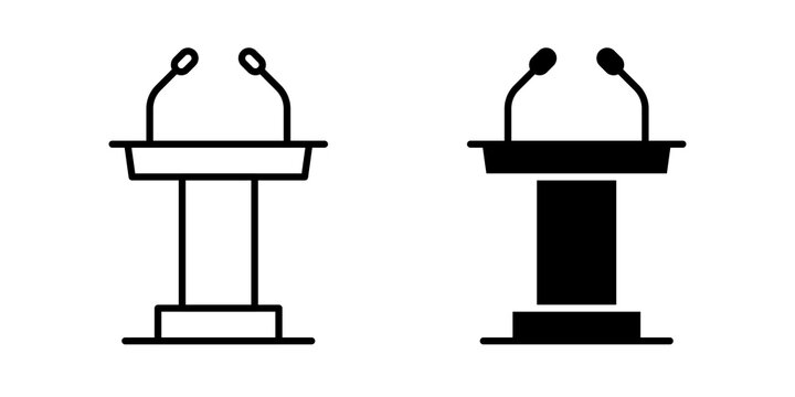 Lectern icon flat outline in black