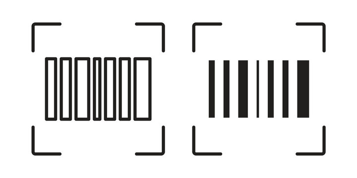 Barcode read icon flat outline in black
