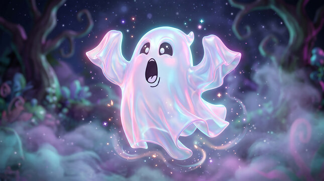 Floating sheet ghost screaming in air