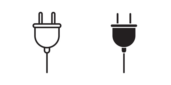 Plug icon flat outline in black