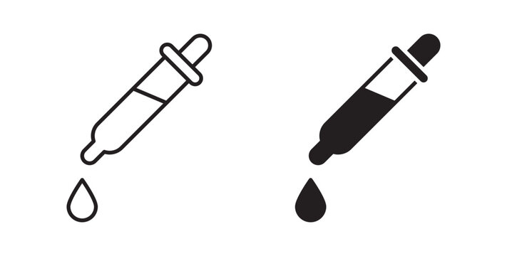 Eye dropper icon flat outline in black