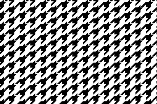 Black and grey houndstooth pattern on transparent background for classic garment textures.