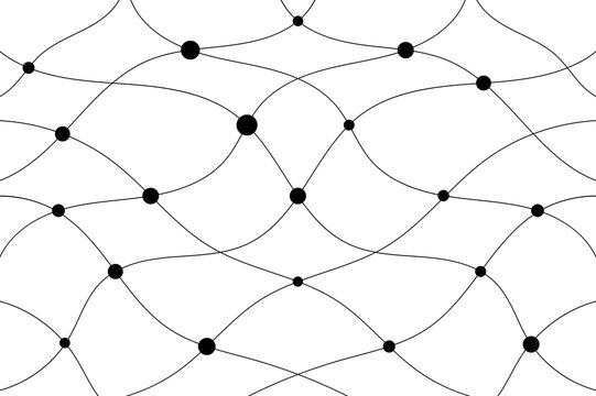 Abstract interconnected network nodes with curved black lines over transparent background.