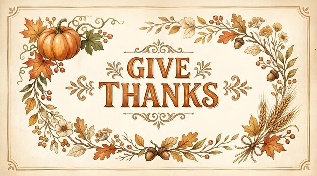 Autumn harvest give thanks card