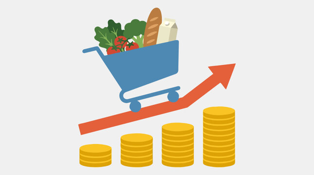 Rising cost of groceries and consumer goods, inflation concept
