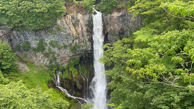 Kegon Falls Plunging from a Cliff in Nikko, Tochigi, Japan
