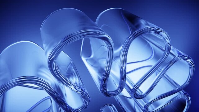 Layered glass folds with blue translucent abstract loop motion