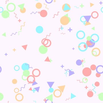 Pastel memphis seamless pattern, high resolution illustration