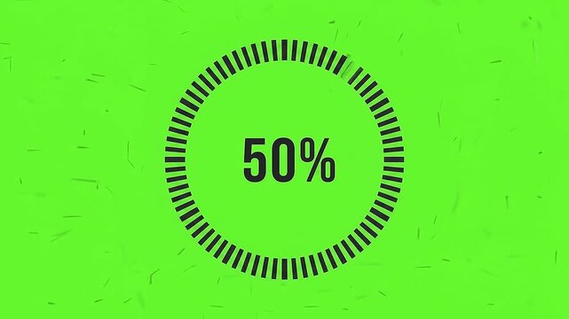 Digital circular percentage loading bar moving from twenty three to ninety two percent progress