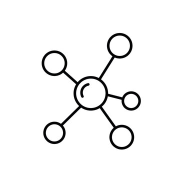 Amino acids icon with a stylized molecular structure, line vector icon with editable stroke.