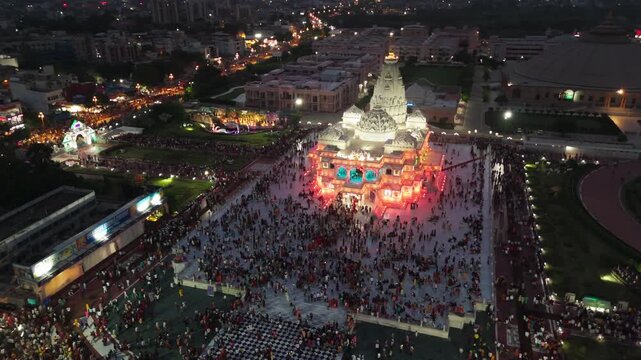 PREM MANDIR- AERIAL DRONE VIEW OF TEMPLE IN VRINDAVAN