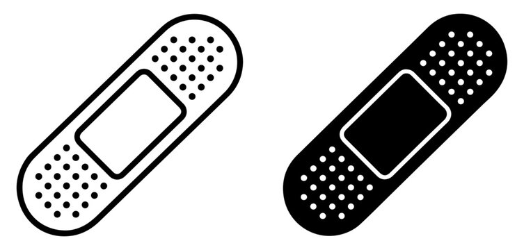medical bandage adhesive plaster icon outline and filled