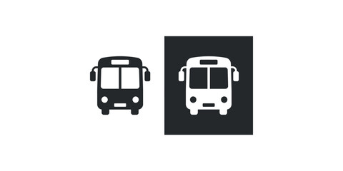 Front view bus icon for public transport and urban commuting travel service. © Umar