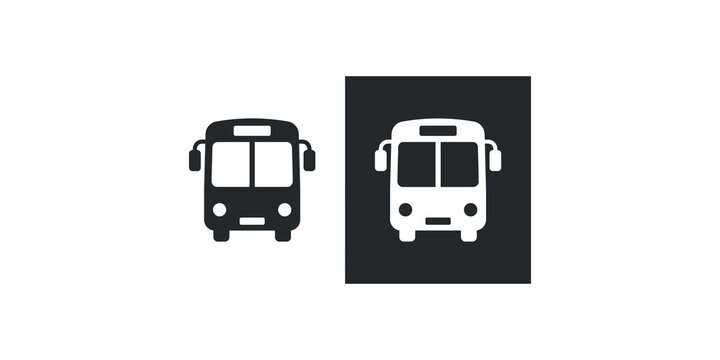 Front view bus icon for public transport and urban commuting travel service.