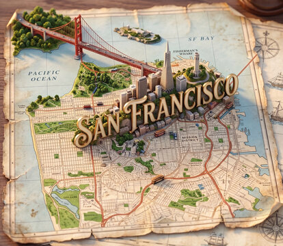 3D San Francisco landmark concept 