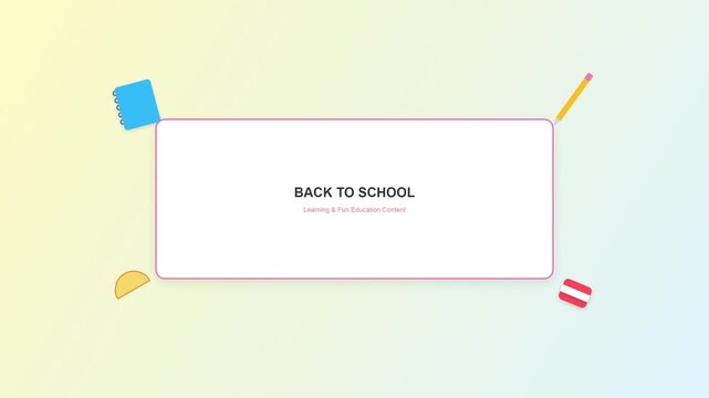 Back to School Animated Title with School Supplies on Gradient