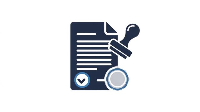 Official document getting stamped and approved with checkmark symbols in motion video clip