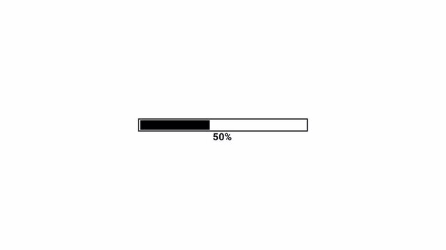 100% Loading Bar Progress Indicator Animation on Transparent Background,Simple Progress Bar Animation from 0% to 100%, Isolated on Transparent Background,Website Loading Progress Bar Animation.