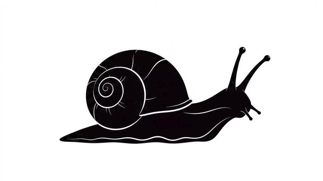 Snail crawling slowly across white background in animated graphic motion video clip