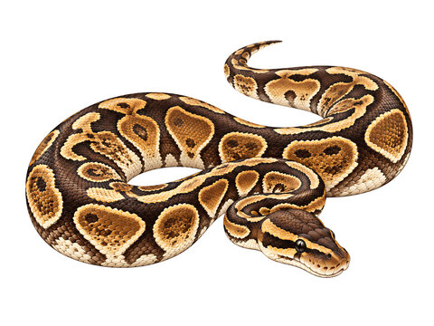 Coiled Ball Python on Cream Background