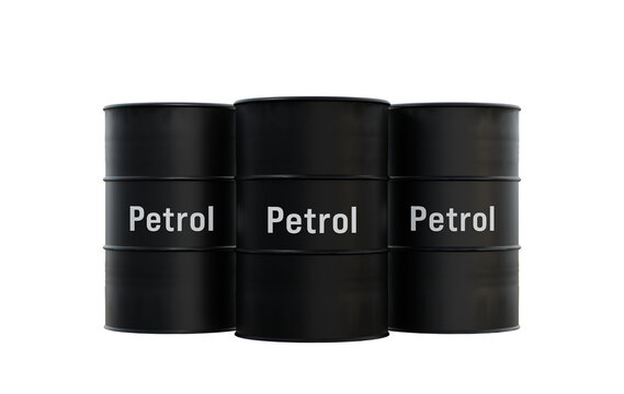 Black petrol barrels, PNG, transparent background. Object, shape, barrel, oil and gas industry.