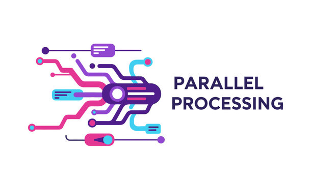 Parallel Processing Abstract Flat Design Illustration for Computing and Technology Concepts