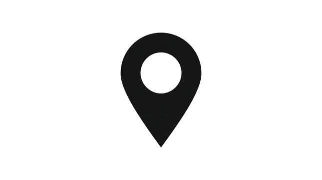 Simple black map location pin icon isolated on white background for navigation and GPS apps