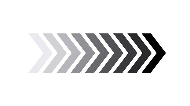 Horizontal arrow vector art design with fading gradient style pointing forward to the right