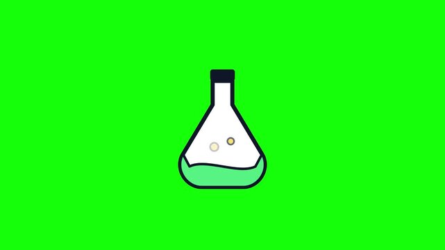 Chemistry lab flask pattern on green screen background