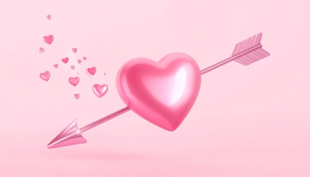 Heart - shaped love arrow, pink background. Valantine's Day concept. icon