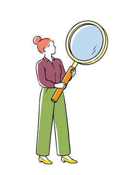 Woman Examining with a Magnifying Glass