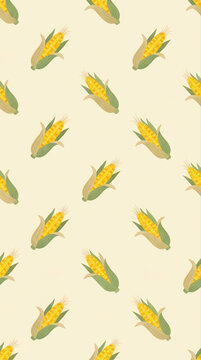 Seamless Pattern of Corn, featuring wallpaper, maize, agricultural products, harvest, nature, food, vegetable, crop, summer, farming, fresh produce, nutritious
