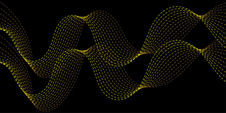 Golden wave pattern curves across a black background creating a dynamic visual effect